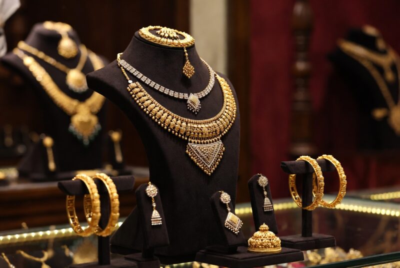 Best 1 gram jewellery shop near Magarpatta displaying stylish necklace sets and earrings