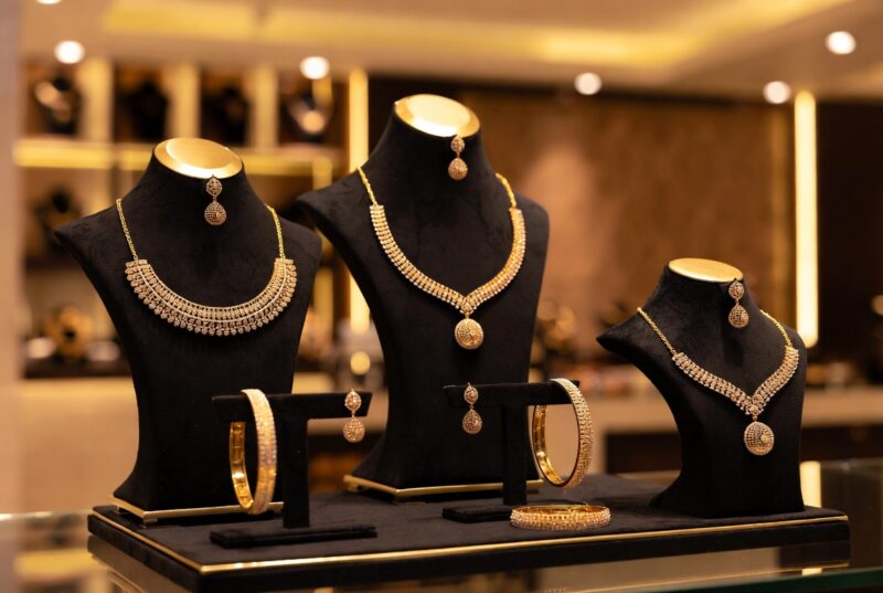Best 1 gram jewellery shop near Magarpatta displaying necklace sets and bangles